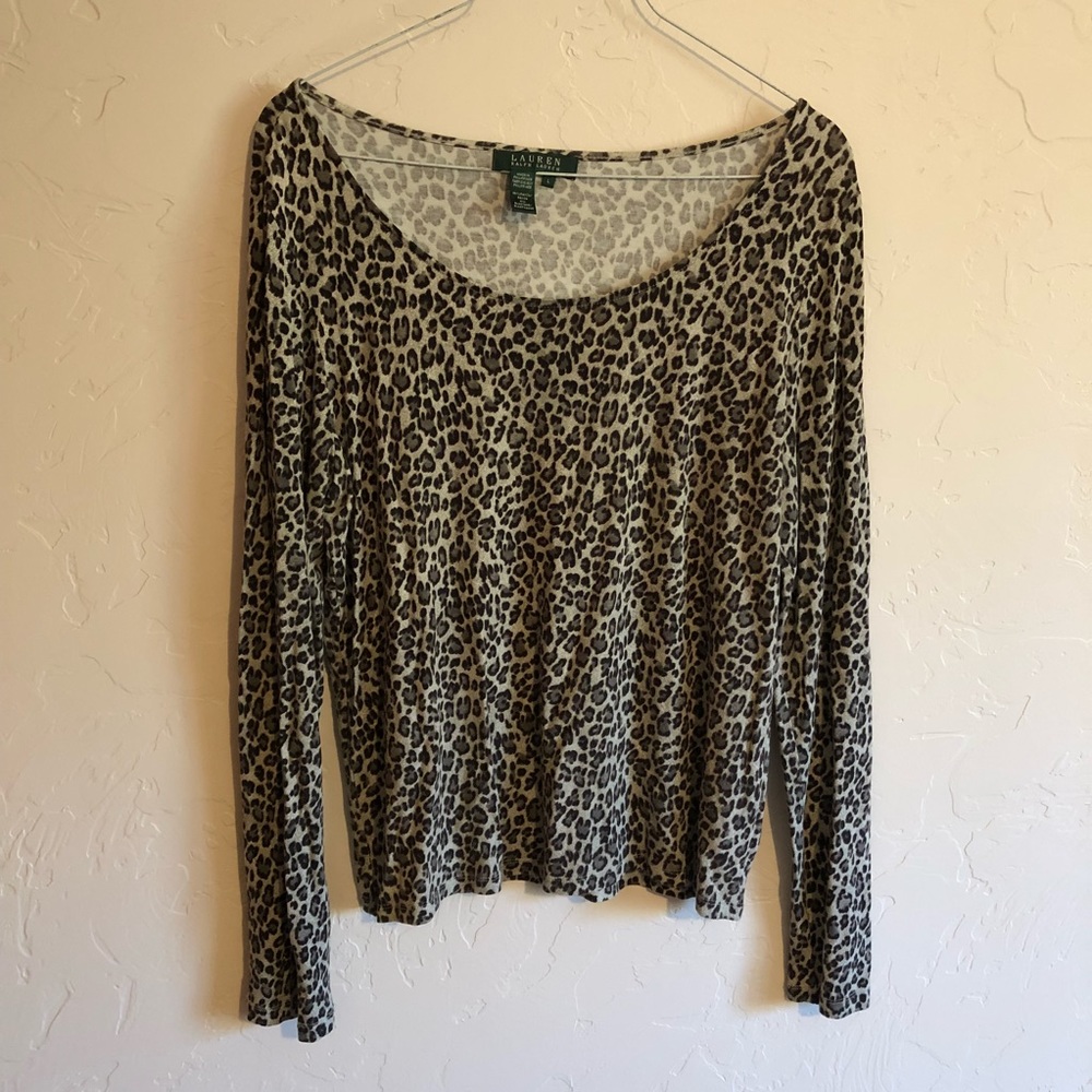 Lauren by Ralph Lauren leopard long sleeve tee